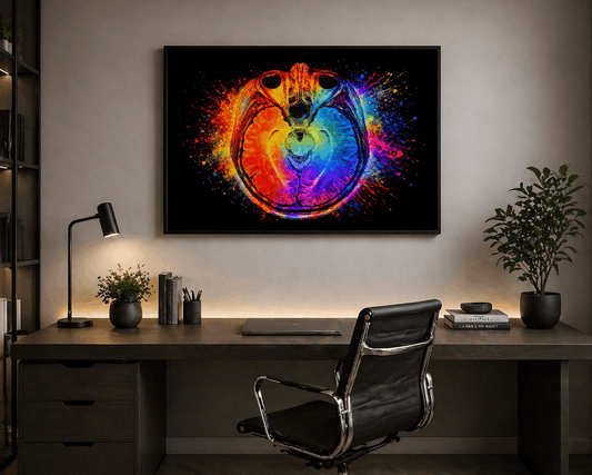 Multicolor Splash Axial Brain Anatomy Art