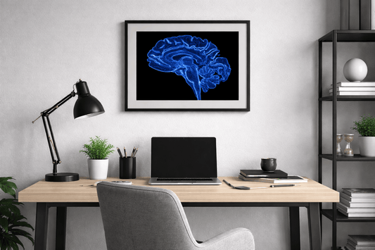 Neon Brain Anatomy Wall Art – Blue