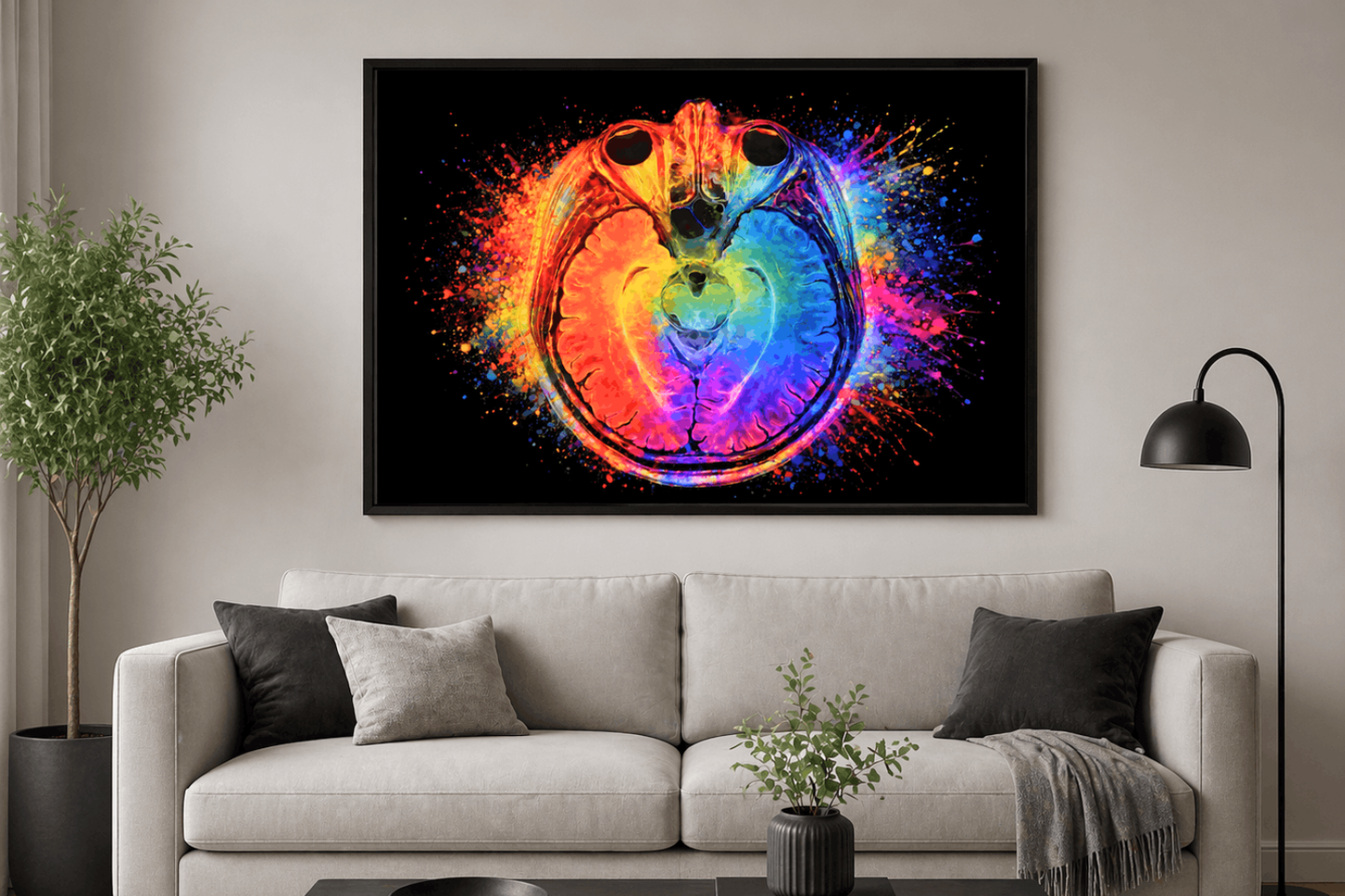 Multicolor Splash Axial Brain Anatomy Art