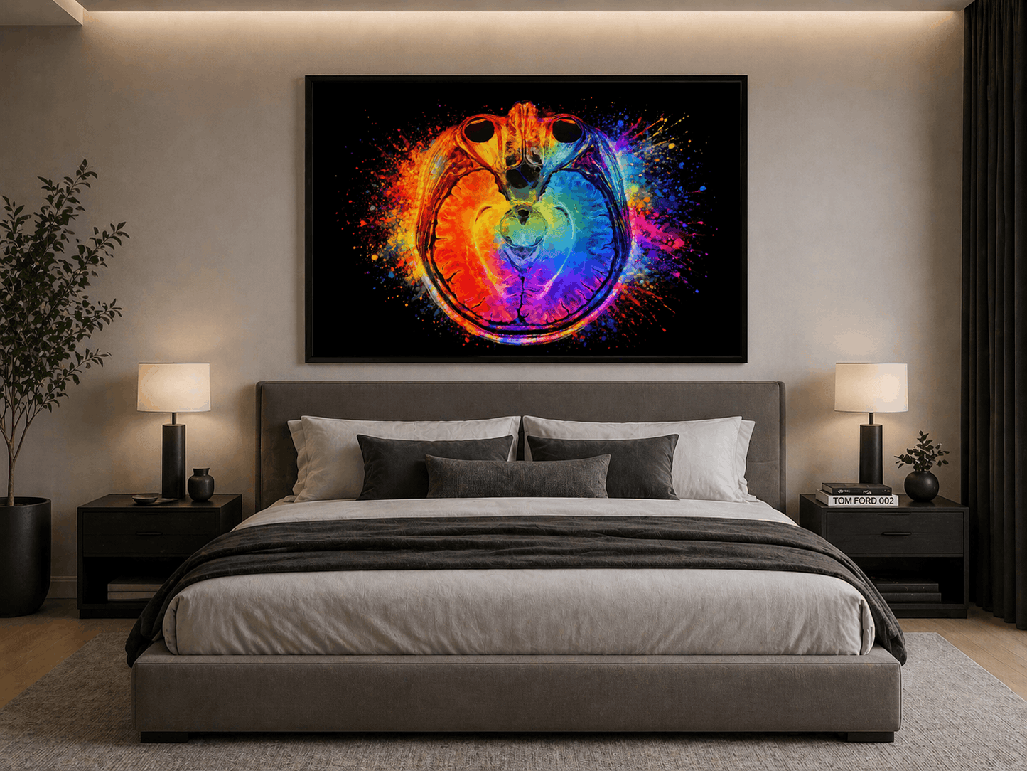 Multicolor Splash Axial Brain Anatomy Art