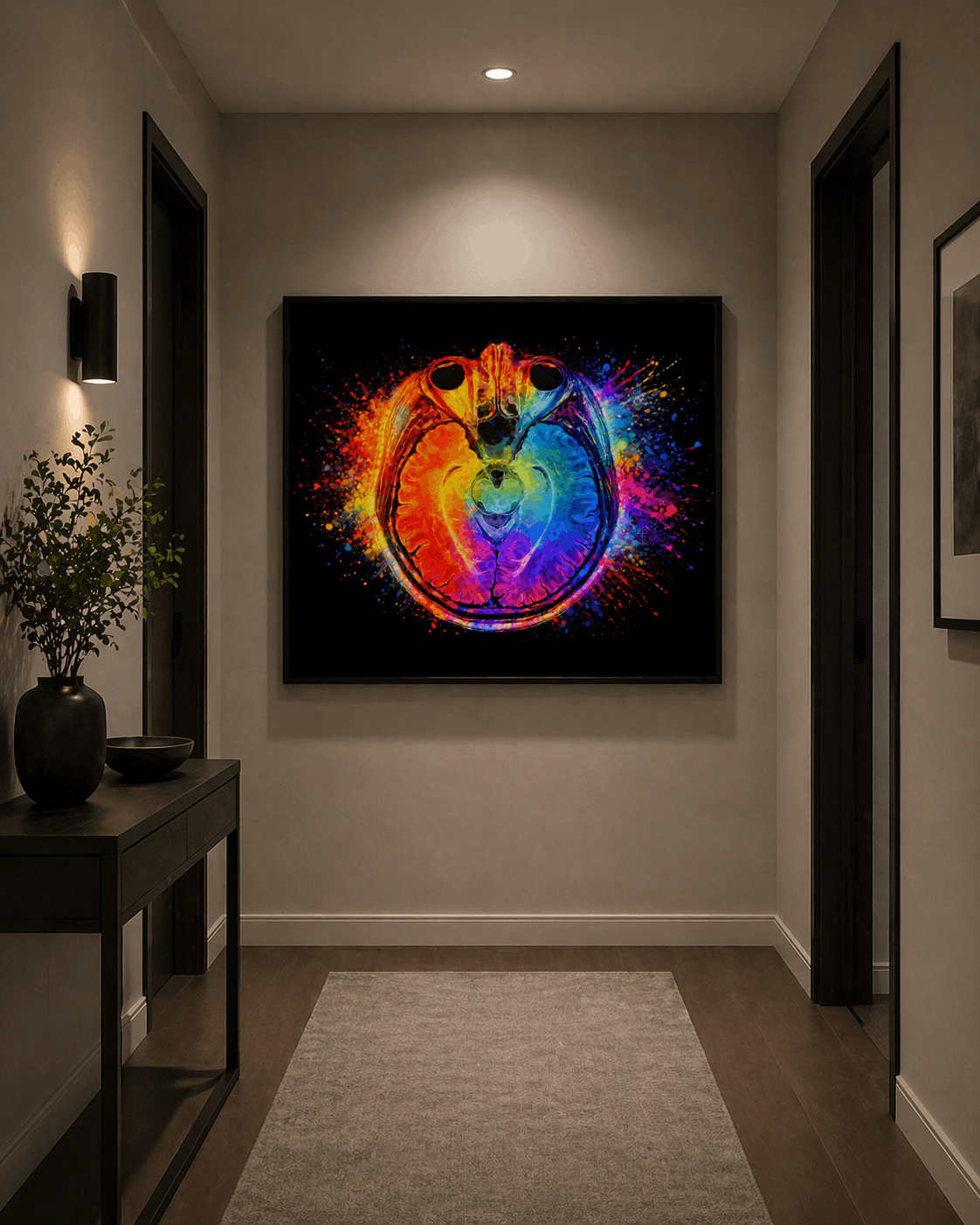 Multicolor Splash Axial Brain Anatomy Art