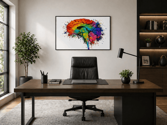Multicolor Splash Brain Anatomy Art - White Background