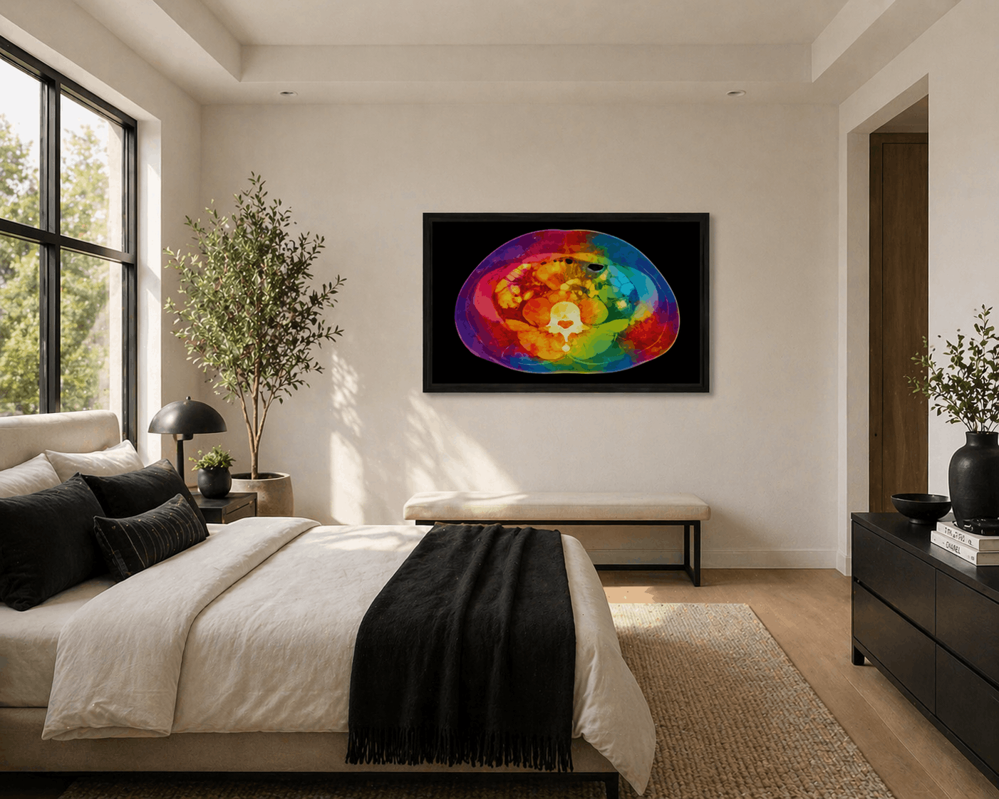 Multicolor Abdomen Anatomy Art - Black Background