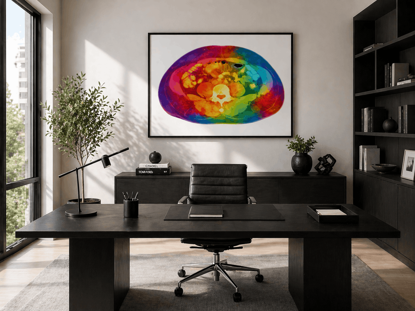 Multicolor Abdomen Anatomy Art - White Background