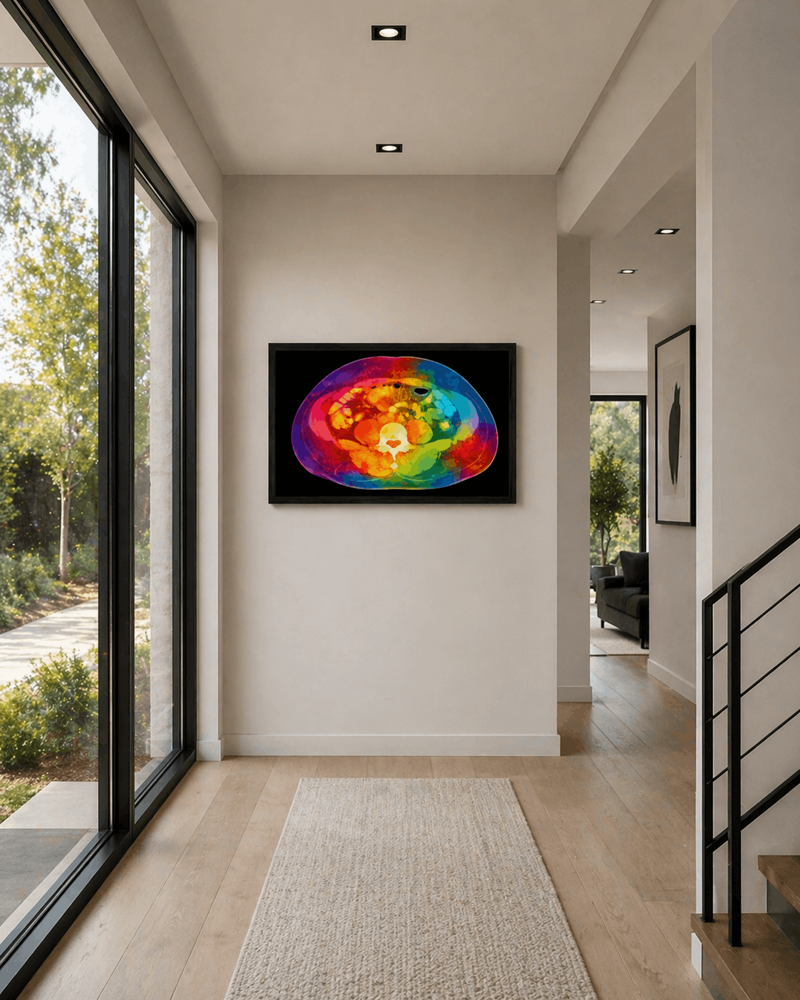 Multicolor Abdomen Anatomy Art - Black Background