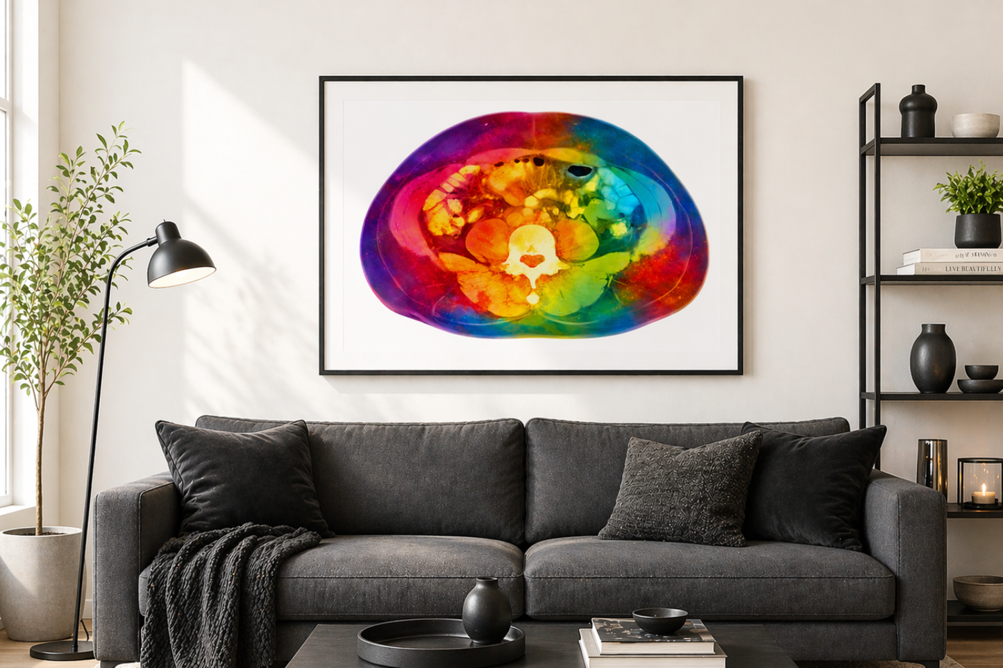 Multicolor Abdomen Anatomy Art - White Background