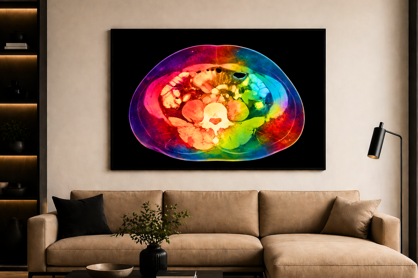 Multicolor Abdomen Anatomy Art - Black Background