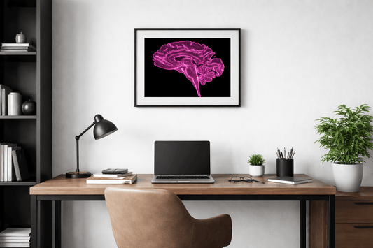 Neon Brain Anatomy Wall Art – Pink